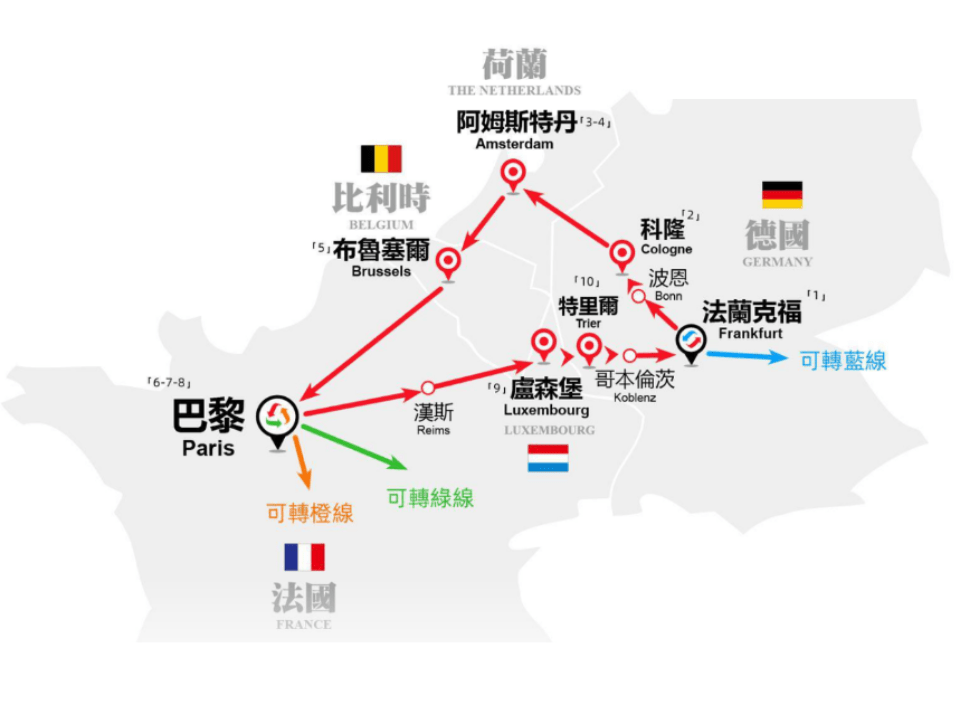 德国、荷兰、比利时、法国、卢森堡西欧经典游 - RobinGO Tours